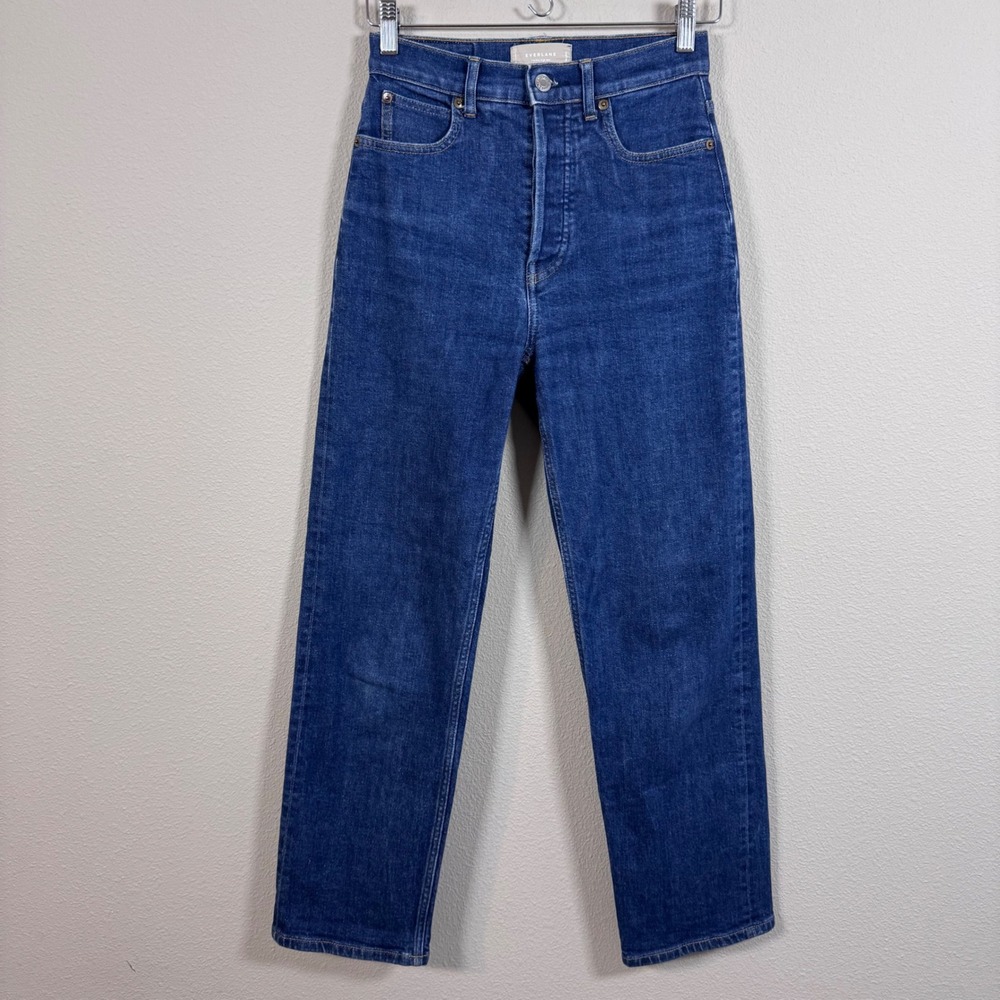 Everlane The Way-High Jean Dark Indigo Organic Cotton Straight Leg Jeans 25